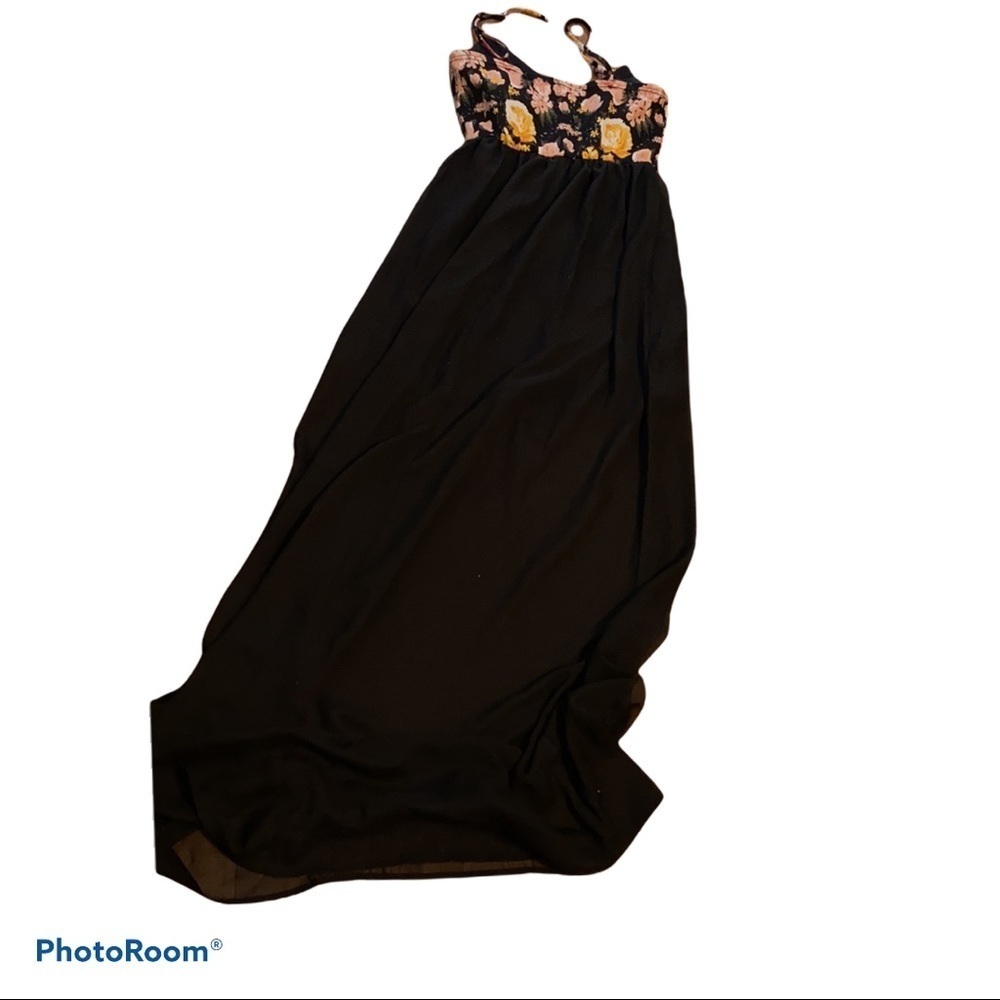New look floral black sheer bottom sleeveless maxi  dress Sz S - Picture 14 of 14